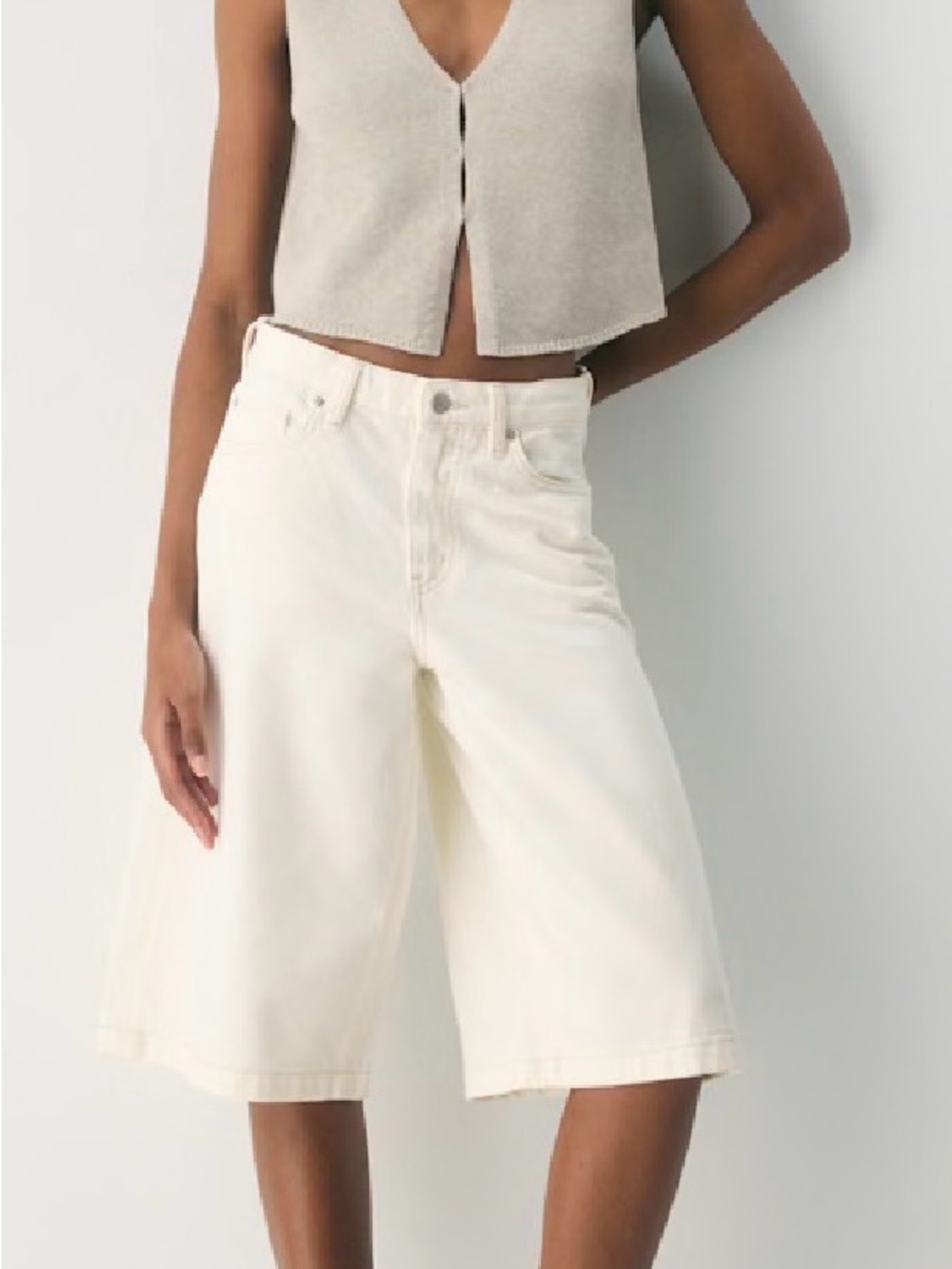 Wilfred Cream Knit V-Neck Sweater